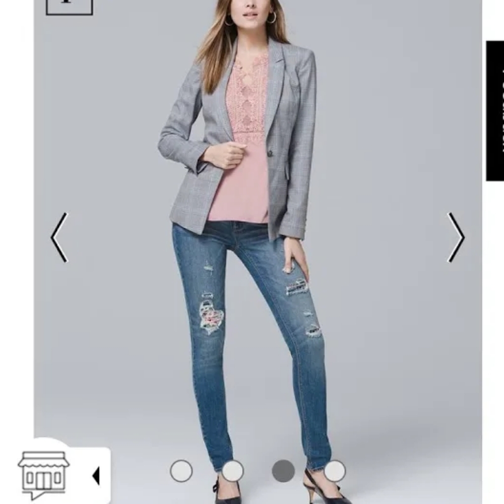 WHBM Destructed Floral-Print Skinny Jeans